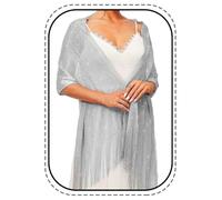 Easedaily Metallic Shawls and Wraps Sparkling Women's Scarf Stole Glitter Fringe Capelet for Evening Dress for Bride and Girl, A-silver, One Size