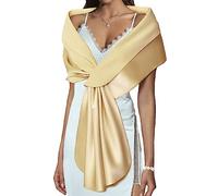 EASEDAILY Women's Shawls and Wraps for Evening Dresses Wedding Scarf Elegant Bridal Stoles Shrug for Bride and Bridesmaid, B-champagne Gold, US 12-18 (M)