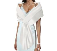 EASEDAILY Women's Shawls and Wraps for Evening Dresses Wedding Scarf Elegant Bridal Stoles Shrug for Bride and Bridesmaid, F-white, US 12-18 (M)