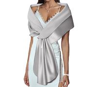 EASEDAILY Women's Shawls and Wraps for Evening Dresses Wedding Scarf Elegant Bridal Stoles Shrug for Bride and Bridesmaid, C-silver, US 12-18 (M)
