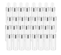 Easeen 50 Pcs Sample Dropper Bottles, 5ml Mini Dropper Bottles with 2 Pcs Plastic Droppers for Traveling Essential Oils DIY Cosmetic Liquid Sample Perfume (Silver)