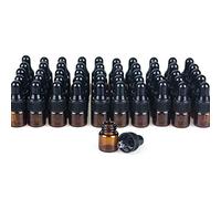 50pcs 1ml Amber Mini Glass Dropper Bottles, Small Amber Sample Bottle with Glass Eye Dropper for Essential Oils Sample Traveling