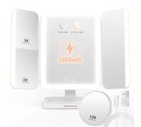 EASEHOLD Makeup Vanity Mirror with 116 Led Lights & 2X 3X 10X Magnification - 5000mAh Rechargeable, Adjustable 3 Colour Lighting Modes, 180° & 90° Rotation Mirror with Light for Countertop, Travel