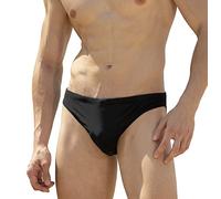 EASEJUICY Men's Swimwear Sexy Bikini Solid Swimming Briefs Low Waist with Drawstring, A-black, Large