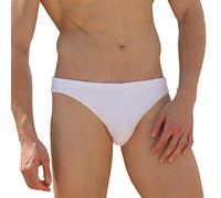 EASEJUICY Men's Swimwear Sexy Bikini Solid Swimming Briefs Swimsuit Swimming Costume Low Waist with Drawstring, A-white, Medium