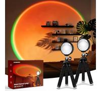 easeking 2 Pack Sunset Lamp with USB Port - 360° Rotatable Multicolor Sunset Light Projector, Great for Room/Bedroom Decor, Photography, Party, TikTok Live | Halloween & Christmas Gift (2)