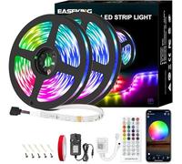easeking Led Strip Light Outdoor IP65 Waterproof App and IR Remote Control, Led Lights for Bedroom Cuttable and Linkable, Led Strips for Room Decor RGB Led Strip (15M/64feetA)