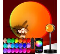 easeking LED Sunset Lamp Projector,Multicolor Changing with USB Port,Sunset Light 180°Rotation for Room Decor,Sunset Lamp for Bedroom,Photography Party,Tiktok Live,Gift for Halloween, Christmas