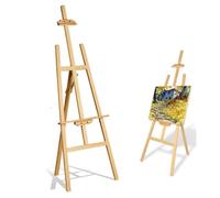 Easel 175cm/5.8ft Tripod A-Frame Wooden Studio Easel - Artist Easel for Art Large, Foldable, Adjustable Angle for Painting, Wedding, Craft, Exhibition, Drawing, Easy to Assemble Canvas Paint Easel