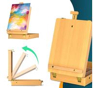Easel Box for Painting, Adjustable Wood Tabletop Easel Storage Box, Beechwood Painting Storage Box, Easel Sketch Box with 4 Compartment for Drawing, Painting