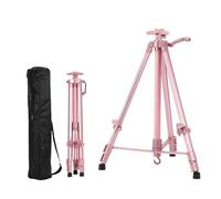 Easel Stand Foldable Portable Metal Sketch Easel Stand Material 50-150CM Adjustable for Outdoor Painting 33 * 10cm Tray Optional(Pink No Tray)