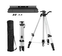 Easel Stand Foldable Portable Metal Sketch Easel Stand Material 50-150CM Adjustable for Outdoor Painting 33 * 10cm Tray Optional(Silver with Tray)