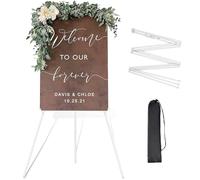 Easel Stand for Display Wedding Sign & Poster, 63'' Foldable Artist Easel for Wedding Banner, Painting Canvas, Poster, Adjustable Metal Easel with Portable Bag (White)
