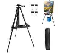 Easel Stand for Painting, Aluminum Tripod Artist Easel Adjustable 54-120 cm, Folding Floor & Tabletop Display Stand with Plastic Tray, Carry Bag for Canvas Art Studio