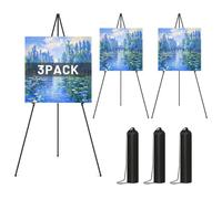 Easel Stand for Sign, Aredy 63 Inch Portable Floor Easel (3 Pack) - Metal Tripod Poster Stand for Display, Painting Canvas & Picture - Foldable & Adjustable, Black