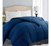 EASELAND All Season Queen Size Soft Quilted Down Alternative Comforter Reversible Duvet Insert with Corner Tabs,Winter Summer Warm Fluffy Hypoallergenic,Navy,88x88 inches