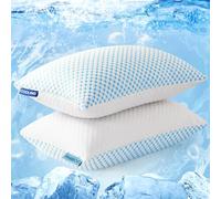 EASELAND Firm Pillow Shredded Memory Foam(Adjustable Loft), Cooling Breathable for Sleeping Queen Size 2 Pack