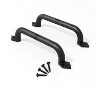 EaseLife 10" Barn Door Pull Handle, Rustic Black Cast Iron Grab, Gate Handles, Easy Install, 2 Pack