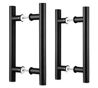 EaseLife 12" Double Sided H-Shaped Pull Handle, Black Powder Coated Stainless Steel, Fit for Glass & Wooden Doors, 2 Pack, HDL_0103_X2