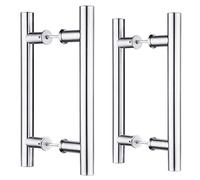 EaseLife 12" Stainless Steel Double Sided Push Pull Door Handle, H Shape Sliding Door Handle, Brushed, Fit for Glass & Wooden Doors, 2 Pack