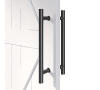 EaseLife 16" Push Pull Door Handle, Double Sided H Shape, Matte Black Stainless Steel, Fit for Glass & Wooden Doors