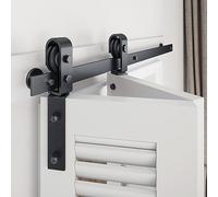 EaseLife 34" Bifold Sliding Barn Door Hardware Track Kit for 2 Closet Door,Side Mount Roller,Slide Smoothly Quietly,Easy Install,Black,34" Track Fit for Double 15" Wide Bi-folding Door (Hardware Only)