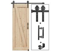 EaseLife 5 FT Heavy Duty Big Wheel Sliding Barn Door Hardware Track Kit Whole Set Include 12'' Handle & 6'' Latch Hook & Floor Guide | Sturdy | Fit up to 30" Wide Door | 5FT Track Single Door Kit