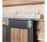 Easelife 6FT Exterior Sliding Barn Door Hardware Kit, Box Rail Track, 450lb Capacity, Sliver Weather-Resistant Steel, Wall Mount System for Outdoor Use, Fit Single 36in Door