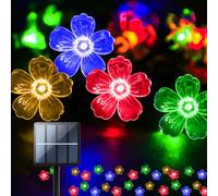 EaseSolies Solar Flower String Lights Outdoor Waterproof-Morning Glory Flowers, 20-Brightness LED String Lights, 20Ft 2 Modes, Perfect Decor for Garden, Fence, Yard, andTrees(Multicolor)