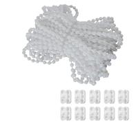 EaseSunny 10m Roller Blind Ball Chain with 10 Connectors, White Plastic Beaded Cord for Vertical Roman Horizontal Shades Replacement Kit
