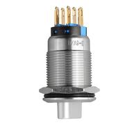 EaseSunny 19mm Rotary Push Button Switch, 3 Position Momentary Selector, Stainless Steel 304 IP66 Waterproof, LED Indicator 2NO2NC 3-6V for CNC Machine Industrial Control Panel
