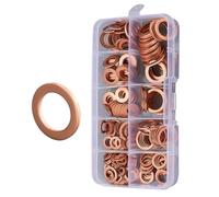 EaseSunny 200 Pieces Copper Crush Washer Seal Kit, O-Ring Gasket Set for Engine Drain Plug, Automobile, Marine and Generator Maintenance, Gold