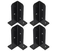 EaseSunny 4Pcs Adjustable Deck Post Anchor Base Brackets, Heavy Duty Metal Fence Post Repair Kit for 2x2 2x4 4x4 Wood, Black