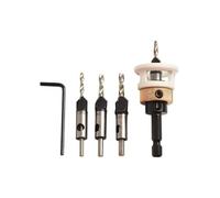 EaseSunny Countersink Drill Bit Set, 4-Piece Carbide Woodworking Bits with Depth Stop, 6.35mm Hex Shank for Clean Holes in Wood