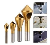 EaseSunny Countersink Drill Bit Set, Deburring Tools, Hole Cutter, Chamfering Kit, 4PCS HSS 90 Degree for Metal Wood Plastic