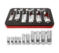 EaseSunny Diesel Injector Line Socket Set 10-22mm Finish for Mechanic Work - 9pc Pipe Connector Wrench 1/4 3/8 1/2 Drive Metric