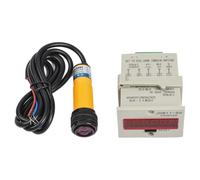 EaseSunny Digital Counter, Photoelectric Sensor, LED Display, NPN Switch, 6-Digit Red Counting Kit for Metal, Plastic, Glass, Wood, AC 220V, Manual Reset, Industrial Automation