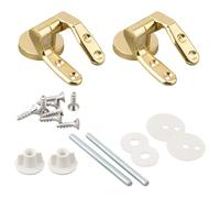 EaseSunny Gold Toilet Seat Hinges, Replacement Fittings, Zinc Alloy Rust-Resistant, Adjustable Nuts & Screws, 2 Pack for Bathroom Repair