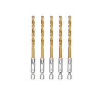 EaseSunny HSS Drill Bits, High Speed Steel Drill Set, 1/4 Inch Hex Shank, Gold Titanium Coated, for Wood Metal Plastic Aluminum, 5pcs