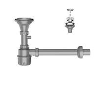 EaseSunny Kitchen Sink Drain, Waste Pipe, Pop Up Drain, Stainless Steel Pull-Up Filter for Quick Water Control, Odor Prevention, Durable PP Build, Grey, 110mm Single Basin