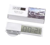 EaseSunny Mini Car Digital Clock with Transparent LCD Display and Suction Cup Mount for Vehicle, Home, or Office Use - ABS Construction, Temperature Resistant