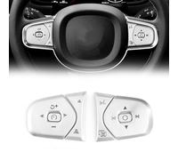 EaseSunny Silver Alloy Steering Wheel Button Cover Trim for Volvo XC90 2016-2024, Direct Replacement Interior Decor, Set