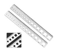 EaseSunny Stainless Steel Ruler, Metal Measuring Tool, Dual Scale Gauge, Round Square Hole Finder, 0-30cm Precision, 27cm Silver Drafting Rule for Architects, Engineers, Hobbyists