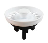 EaseSunny White 74mm Sink Drain Strainer Basket, Plastic Kitchen Washbasin Stopper with Fine Mesh Filter for Food, Modern Replacement Cover