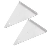 EaseSunny White Cold Rolled Steel Triangular Wall Mounted Shelf Bracket for Heavy Duty Storage in Kitchen, Bathroom, Workshop and Garage - 2 Pack