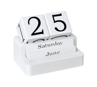 EASEYA Wooden Block Calendar for Desk, Daily Desktop Perpetual Desk Calendar, Modern Farmhouse Aesthetic Desk Accessories for Home Office Decor, Teacher, Classroom, Reusable Yearly, White