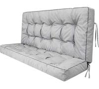 Eashaoo 2 3 Seater Bench Pad,Waterproof UV-Resistant Garden Chair Cushion with Back and Ties for Indoor and Outdoor Use, 140 x 100 cm Patio Furniture Swing Pad (Gray)