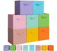 Easi 16 Pack Cube Storage Bins, 10.5 x 10.5 x 11 Inch Fabric Storage Cubes with Handles, Collapsible Storage Baskets for Shelves, Closet Organizers and Storage for Classroom and Home, Iridescent