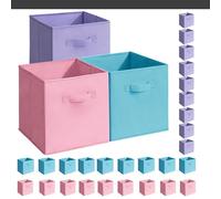 Easi 30 Pack Cube Storage Bins, 10.5 x 10.5 x 11 Inch Fabric Storage Cubes with Handles, Collapsible Storage Baskets for Shelves, Closet Organizers and Storage for Classroom and Home, Dream Sky