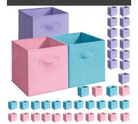 Easi 42 Pack Cube Storage Bins, 10.5 x 10.5 x 11 Inch Fabric Storage Cubes with Handles, Collapsible Storage Baskets for Shelves, Closet Organizers and Storage for Classroom and Home, Dream Sky
